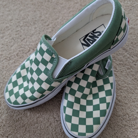 Vans Shoes - Vans Green Checkered Slip-On Shoes